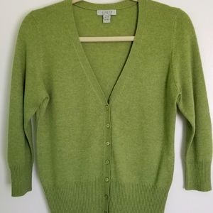 Cashmere v-neck, 3/4 sleeve Cardigan size PL